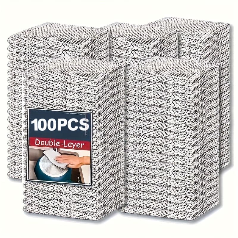 TEMU 100pcs Reusable Laundry Mesh Cleaning Pads - Durable Pads For Kitchen, Bathroom, And Dining Areas. Design For Grease Removal. With Textured Surface And Sturdy Construction. Home Goods.