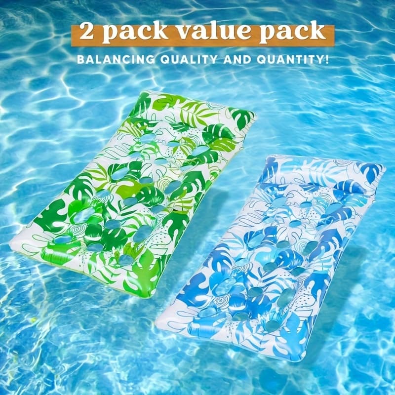 TEMU Syncfun 2-pack Inflatable Pool Floats Mat - Xl Pool Floaties Adults Size With Headrest, Sun Tanning Raft Lake Beach Swimming Pool Party Balloons Toys Floating Lounge Above Water