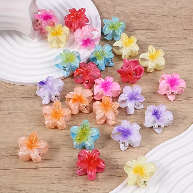 TEMU 24pcs/set Dopamine Flower Small Hair Claw Sweet Cute Fashion Hairpin, Suitable For , The For Gifts And On Parties And