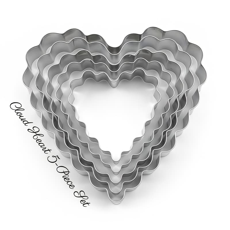 TEMU 5pcs Cloud Heart Cookie Cutter Set | 430 Stainless Steel Cutters For 's Day And Party Themes, Baking, Cheese, , Fruit, Sandwiches - Rust-resistant Metal Pastry Tools