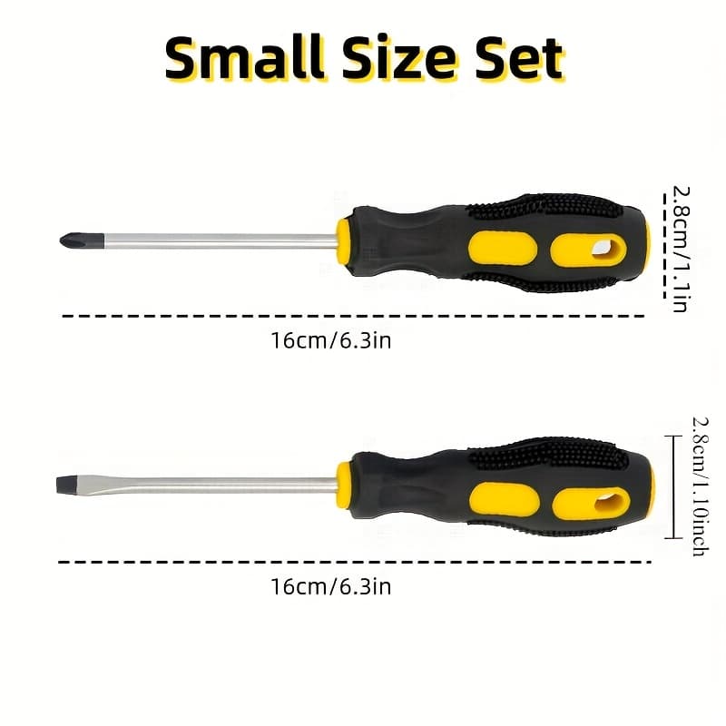 TEMU Ergonomic Magnetic Screwdriver Set With Phillips And Flat-head Tips - , Electric Shock Resistant, Toolkit, Suitable For Diy Projects