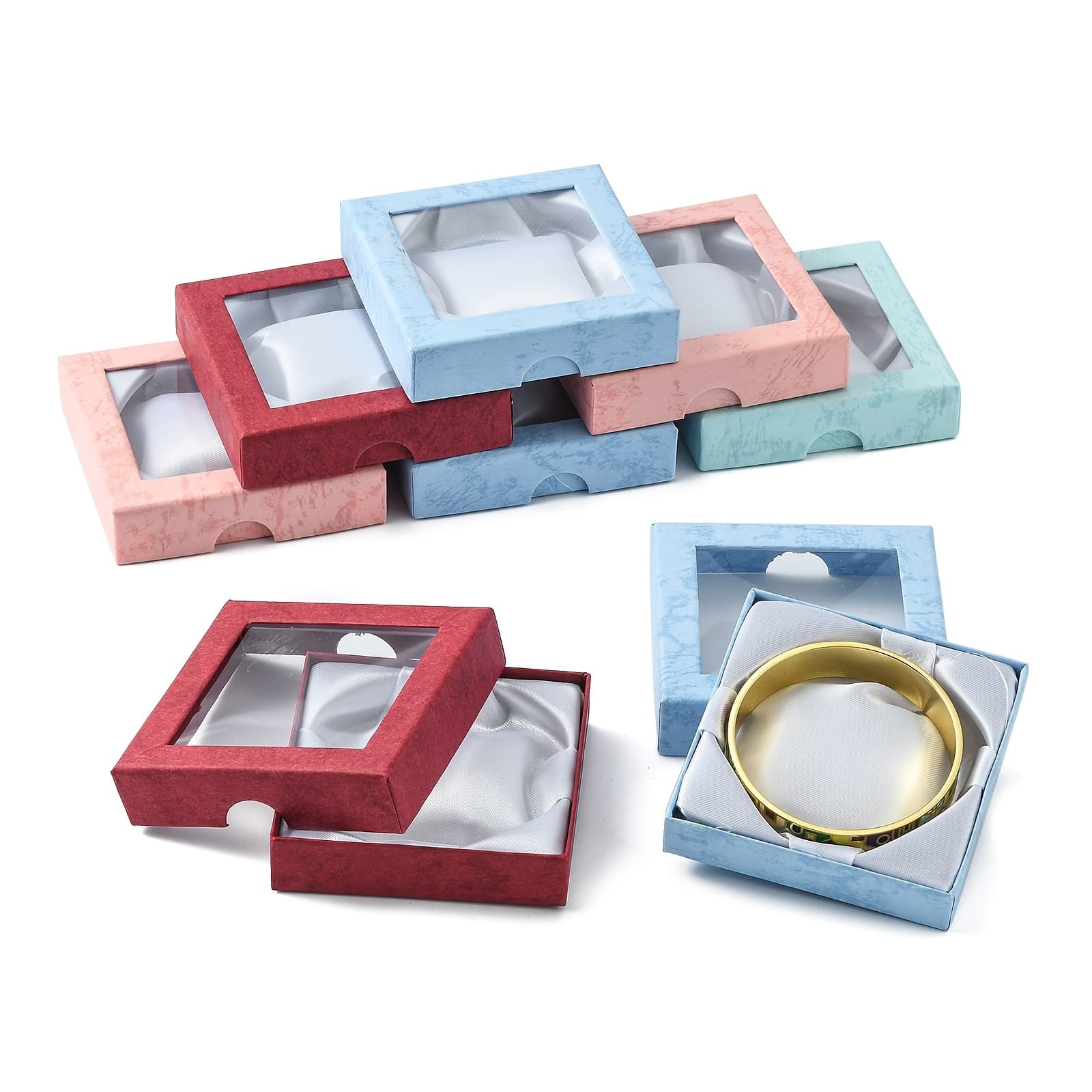 TEMU 12pcs Cardboard Bracelet Boxes Mixed Bracelet Box Jewelry Gift Box Set Small Gift Packaging Boxes For Bangle Bracelet Necklace Valentine's Day Party Favors