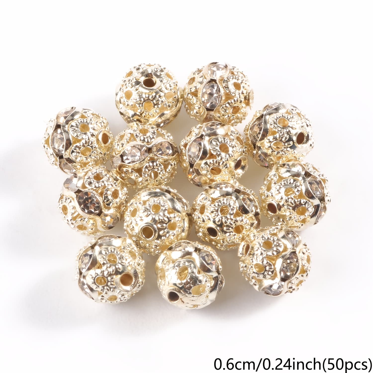 TEMU 50pcs Light Ball Bead Round Spacer Loose Beads For Bracelet Jewelry Making Diy Bracelet Necklace Accessories