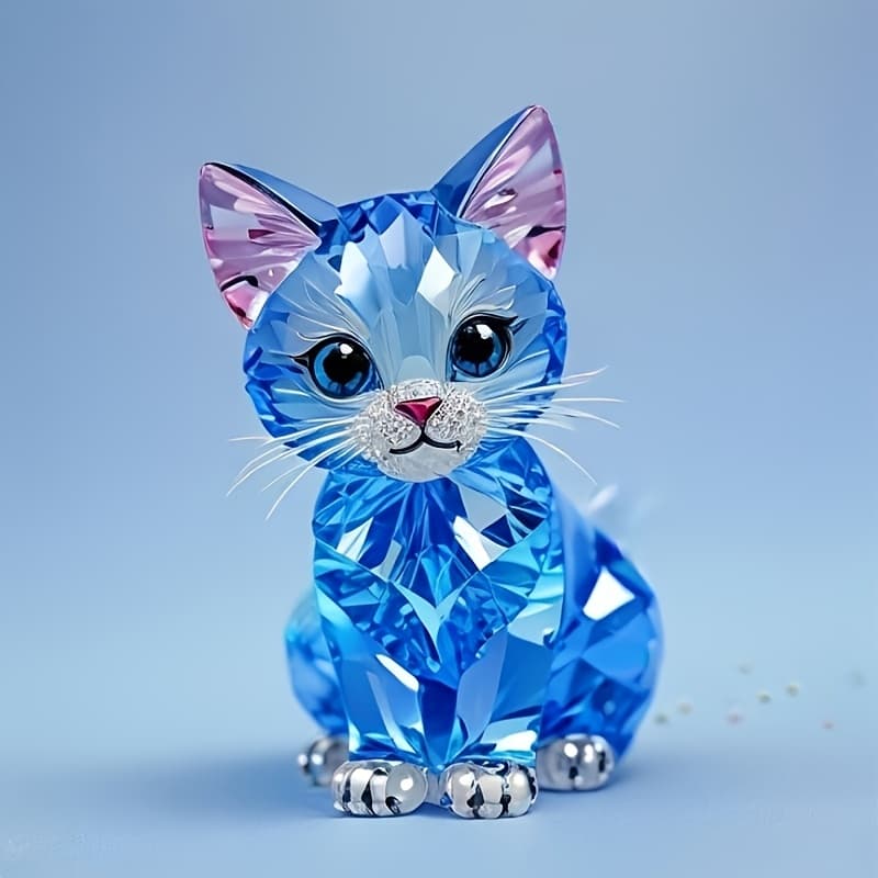 TEMU Cute Cat: Diamond Carved Sparkling Cute Diamond Painting, 7.9x7.9 Inches, Frameless Light Luxury Decoration, Cross Stitch For Mosaic Style Entry , Perfect For Birthday Gift