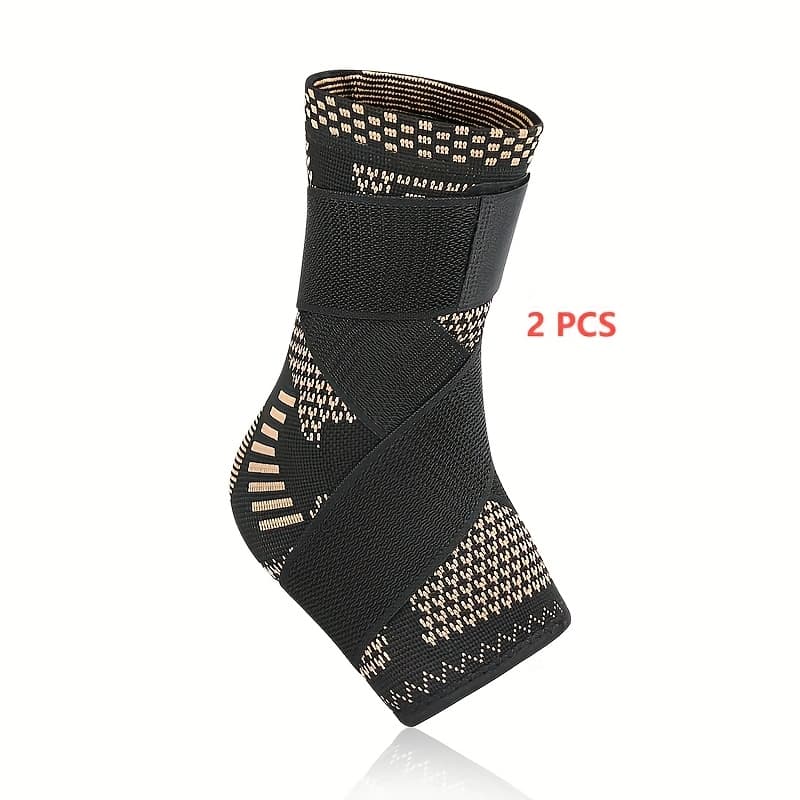 TEMU Set Of 2 Ankle Supports - Adjustable Compression And Heel Support For Athletic Activities, Made Of Nylon With A Pull-on Design