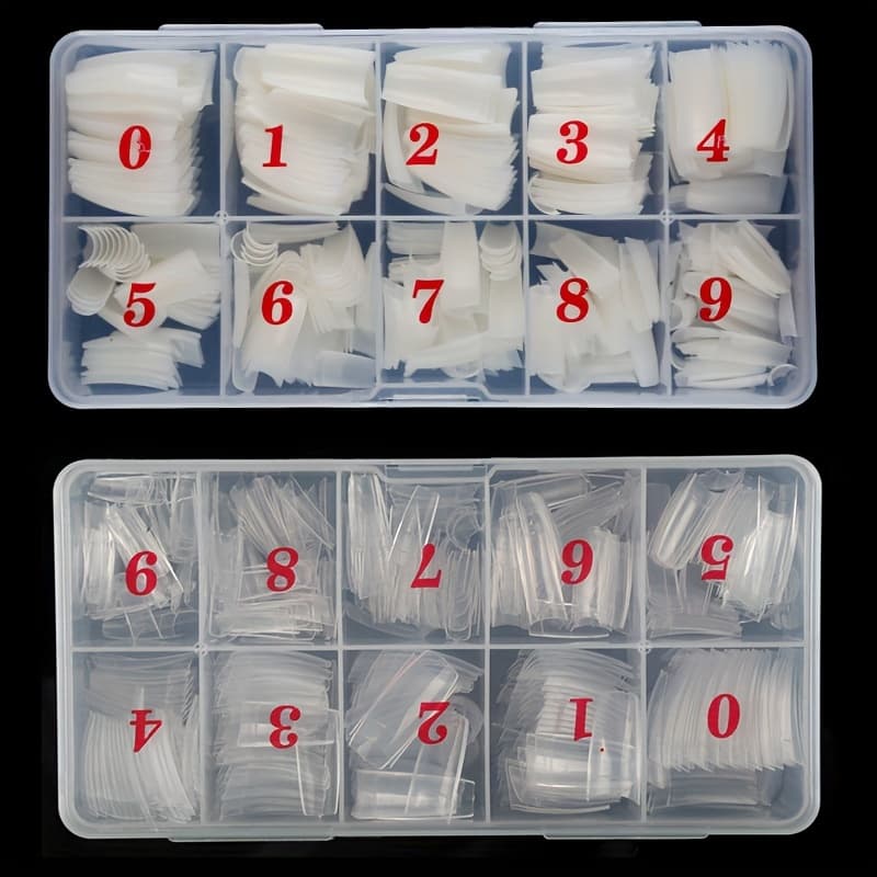 TEMU 1000pcs Nail Art Set, Fake Nails, Transparent French- 2-box Set