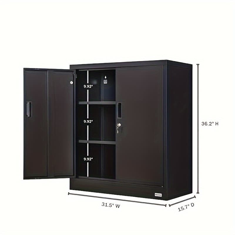 TEMU Metal Storage Cabinets, Metal File 2 Shelves, Lockable Storage Cabinets For , , , " H X " W X 15.7" D ()