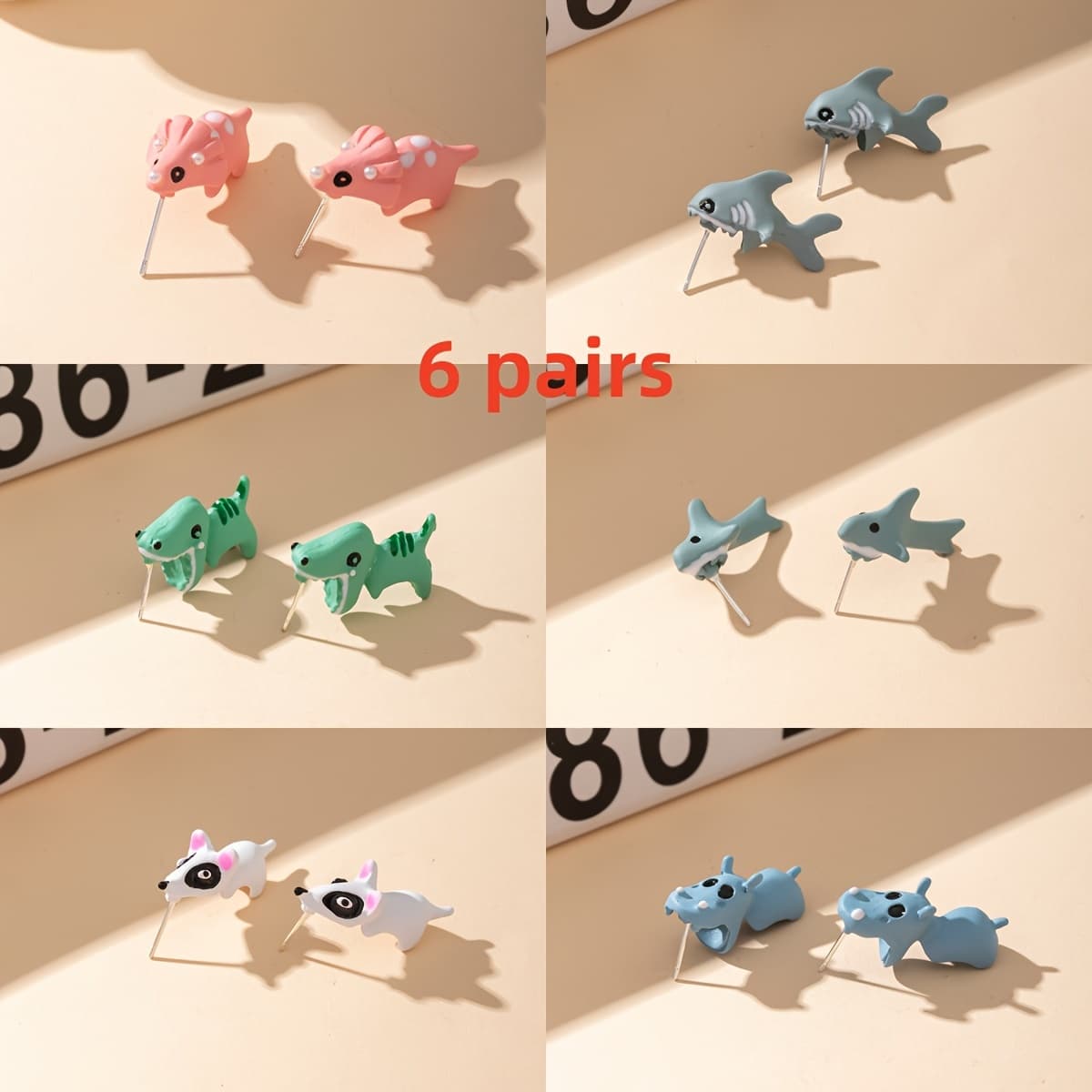 TEMU 6 Pairs Of Cartoon Animal Earrings