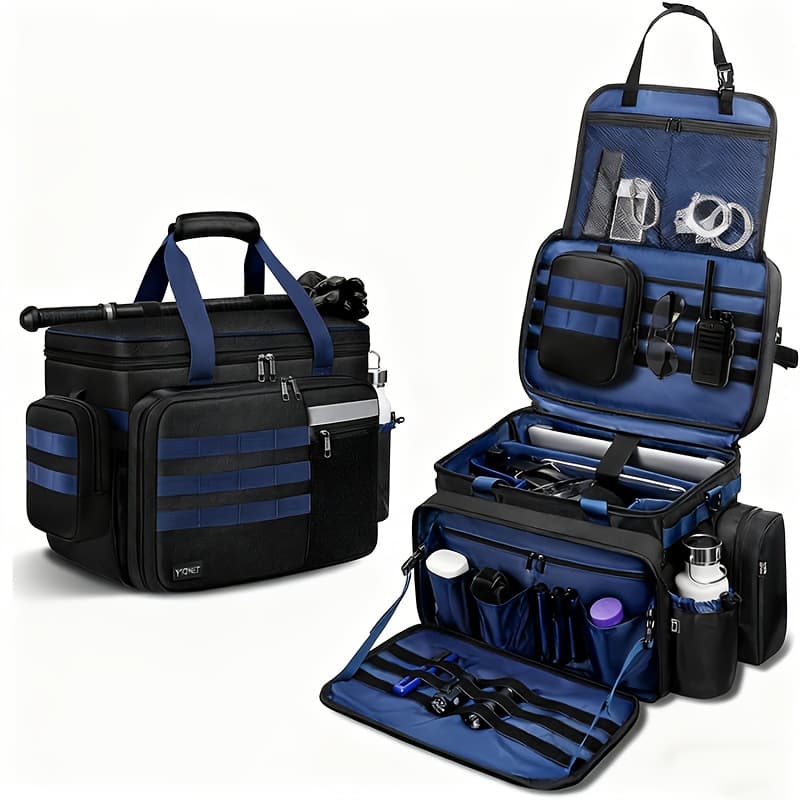 TEMU Extra Large Outdoor Gear Bag For Car Front Seat Organizer With Molle Pouch & 15.6 Inch Laptop Compartment, Multi-pocket Utility Tote For Work, Travel, Camping, Tools, And Daily Storage, , Black