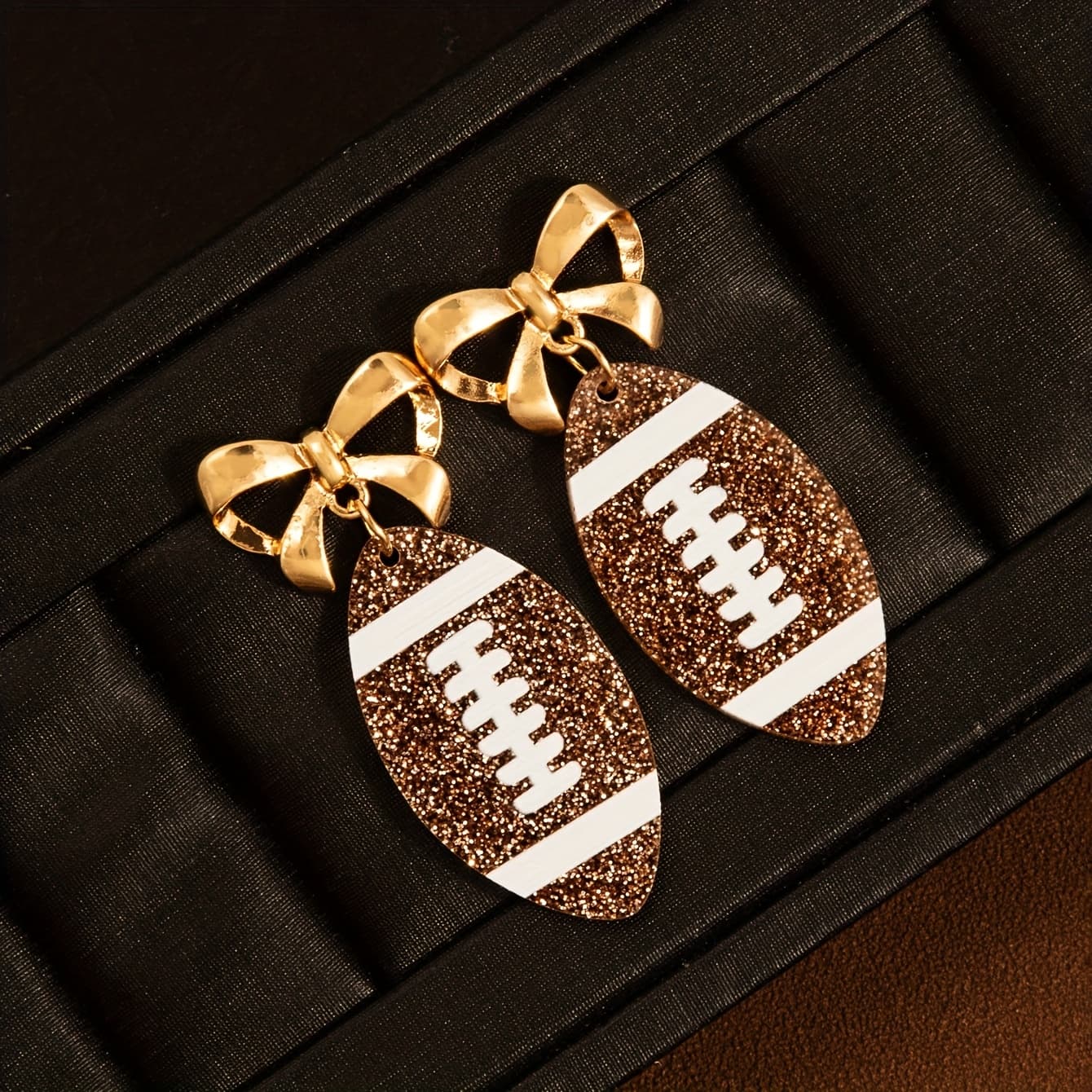 TEMU 2d Flat - 2d Creative Sports Event Themed Earrings Featuring Football, Basketball, Baseball, And , With Exquisite Bow-shaped Earrings.