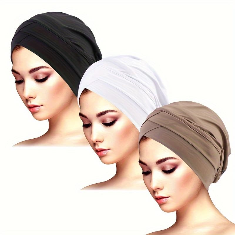 TEMU 3pcs Set Double Cross Elastic Headscarf Hat Base Chemotherapy Hat