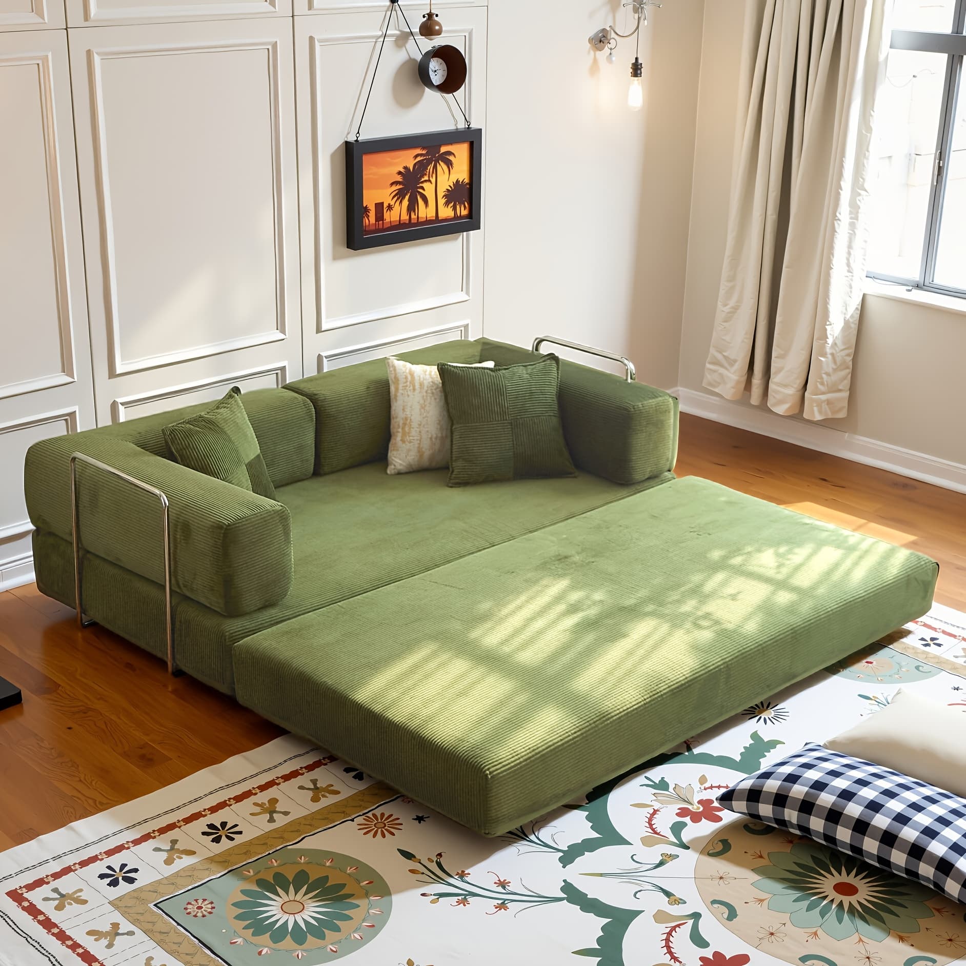 TEMU Boneless Sofa Bed, Modern Cloud Couch Folding Sofa Bed, Modular Compressed Memory Foam Sofa With Washable Sofa Cover For Living Room, Bedroom, Apartment