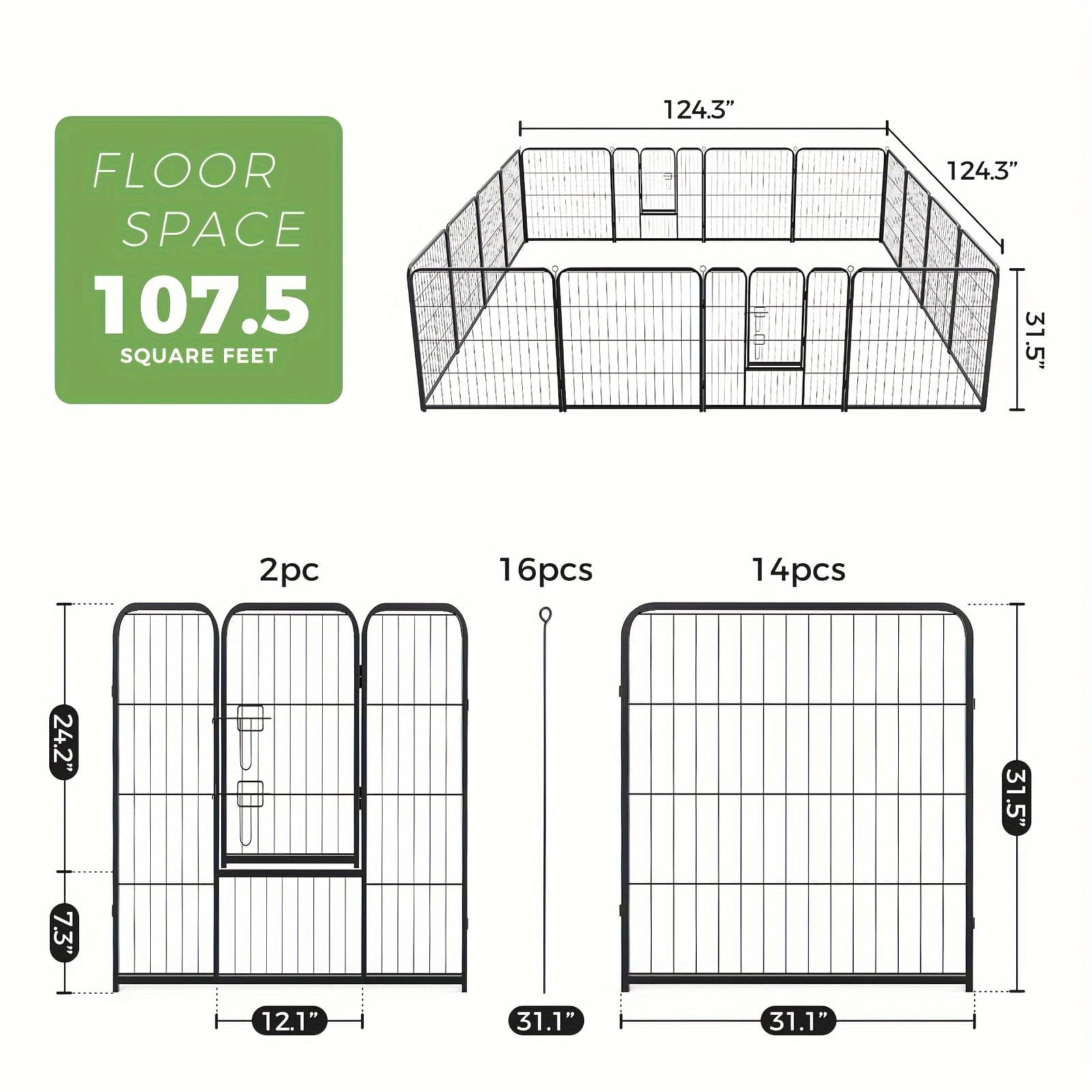 TEMU 8/16 Panels Diy Indoor Dog/puppy Playpen, Metal Dog Kennel With Door For Large/medium/small Dogs, Fits Pet, And Safe Play, Easy To Move & Assemble, Indoor & Outdoor Use