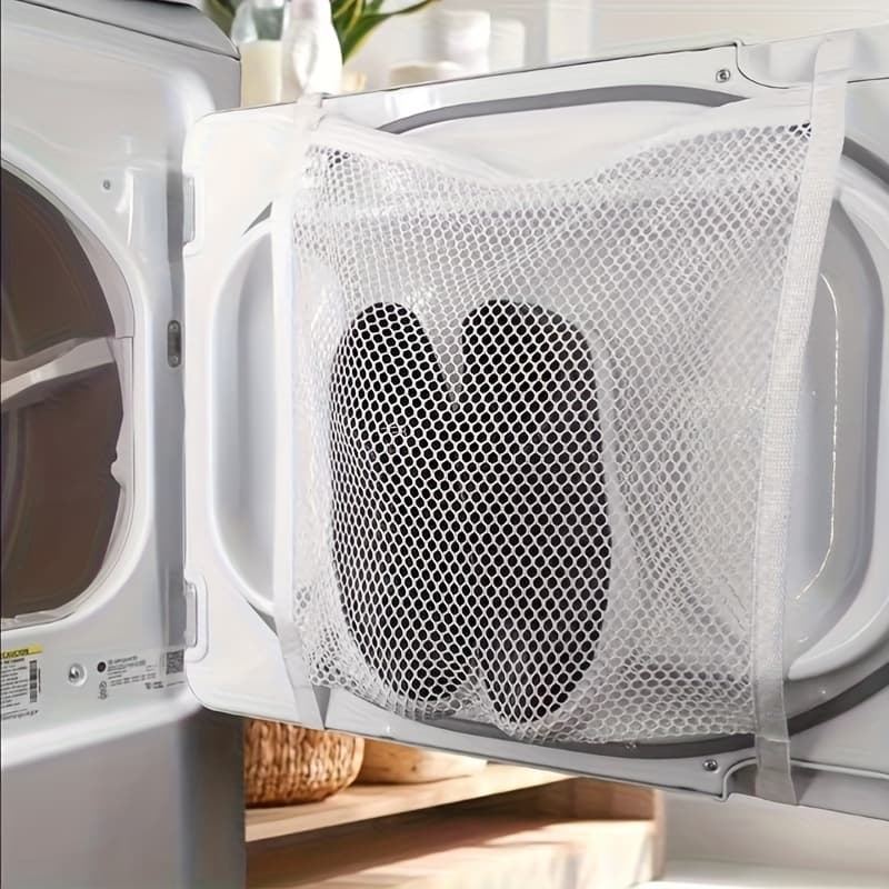 TEMU Single Sneaker Drying Bag, Shoe Net With Elastic Bands For Dryer, Laundry Bag For Footwear, Color: White, Laundry Bags