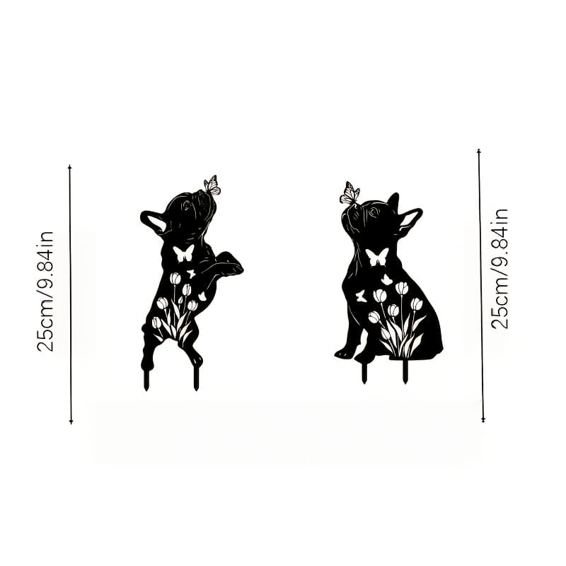 TEMU 【2d Flat】 [2d Flat] 2pcs Outdoor Garden Decorations, French Bulldog Lover Gift, Polypropylene Material, Suitable For Courtyard, Terrace, Lawn Decor, Outdoor Art Ornaments