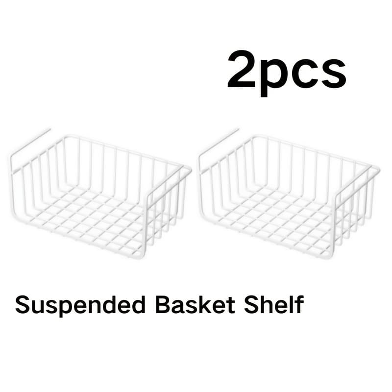 TEMU 2pcs Kitchen Storage Rack, Hanging Basket Without Hole, Hanging Cabinet, Desk Under Hanging Rack, Dormitory Tool, Wardrobe Partitioning Shelf, Multi-functional.