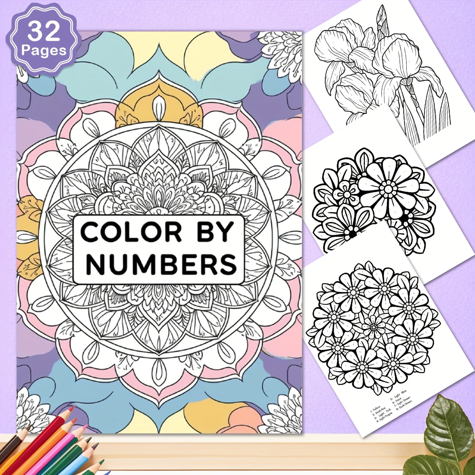 TEMU 32 Pages Adult Coloring Book Mandala Color By Numbers Quotes, Stress Adult Activity, On Birthdays, Holidays & Special Occasions