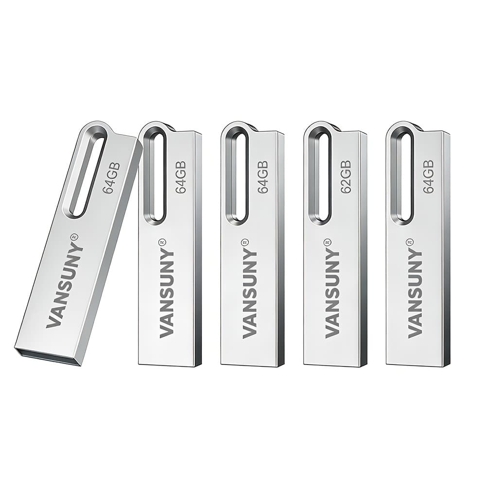 TEMU Vansuny 5pcs/10pcs 32gb/64gb Usb Flash Drive Metal Usb 2.0 Drive, Read/write Flash Drive, Compact For Laptop, Car Audio, Daily Use