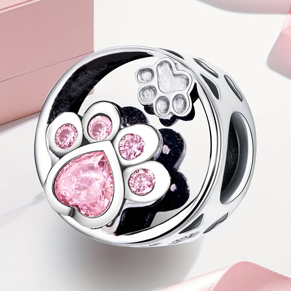 TEMU 1pc 925 Silver Plated Diy Ornament Beads Round Beads Women Bracelet Bracelet Accessories Exquisite Women Jewelry Making