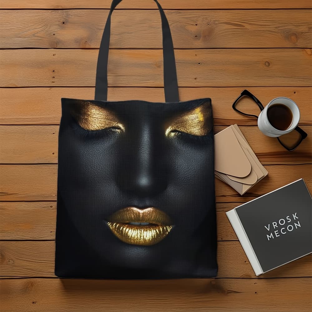 TEMU 1pc Large Women's Tote Bag Suitable For African American Women, Reusable Grocery & Handbag With Geometric, Casual Shopping Bag, Spacious For,, Travel, Stylish Carryall For Everyday Use