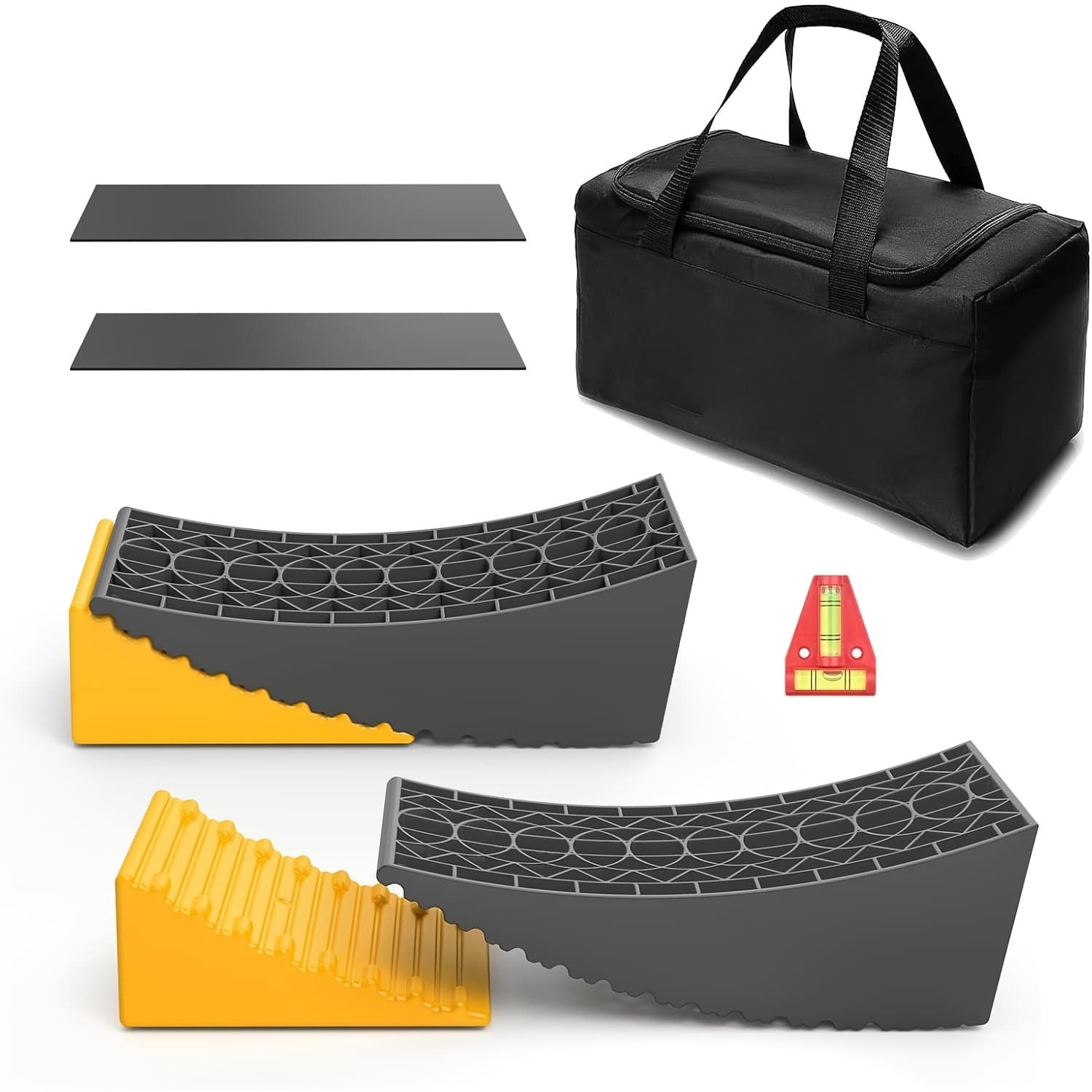 TEMU Nilight Rv Leveler Heavy Duty For Motorhome- 2 Pack Rv Leveling Blocks Ramp Support Dual Axles, Up To 35, 000lbs, Fast Rv Additions Leveling System For Travel Trailer, Motorhome - Yellow