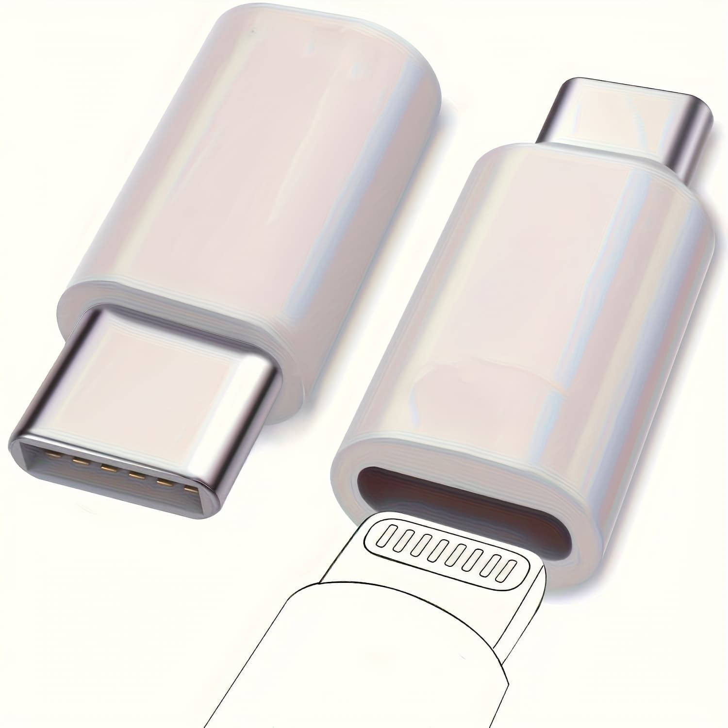 TEMU 4 High-quality Alloy Lightning To Type-c Adapters | Stable And Charging And Data Transmission, White Usb-c Connector Suitable For Smartphones And Tablets