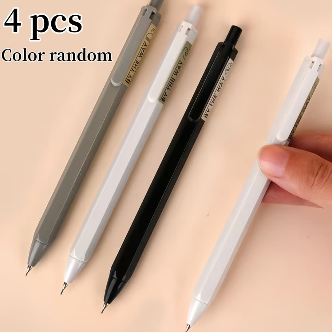 TEMU Office And School Categories, 4pcs Random Color Premium Mechanical Pencils - 0.5mm & 0.7mm Lead, Durable Plastic, Ideal For Students & Office Use, Back To , Essential For Office Work