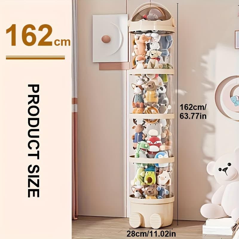 TEMU 1 63.77-inch Clear Plastic Doll Storage Box, Spacious Plush Storage Cylinder, Easy To Access, Tiered Storage, Suitable For , Living Rooms, Bedrooms, An Ideal Christmas Gift