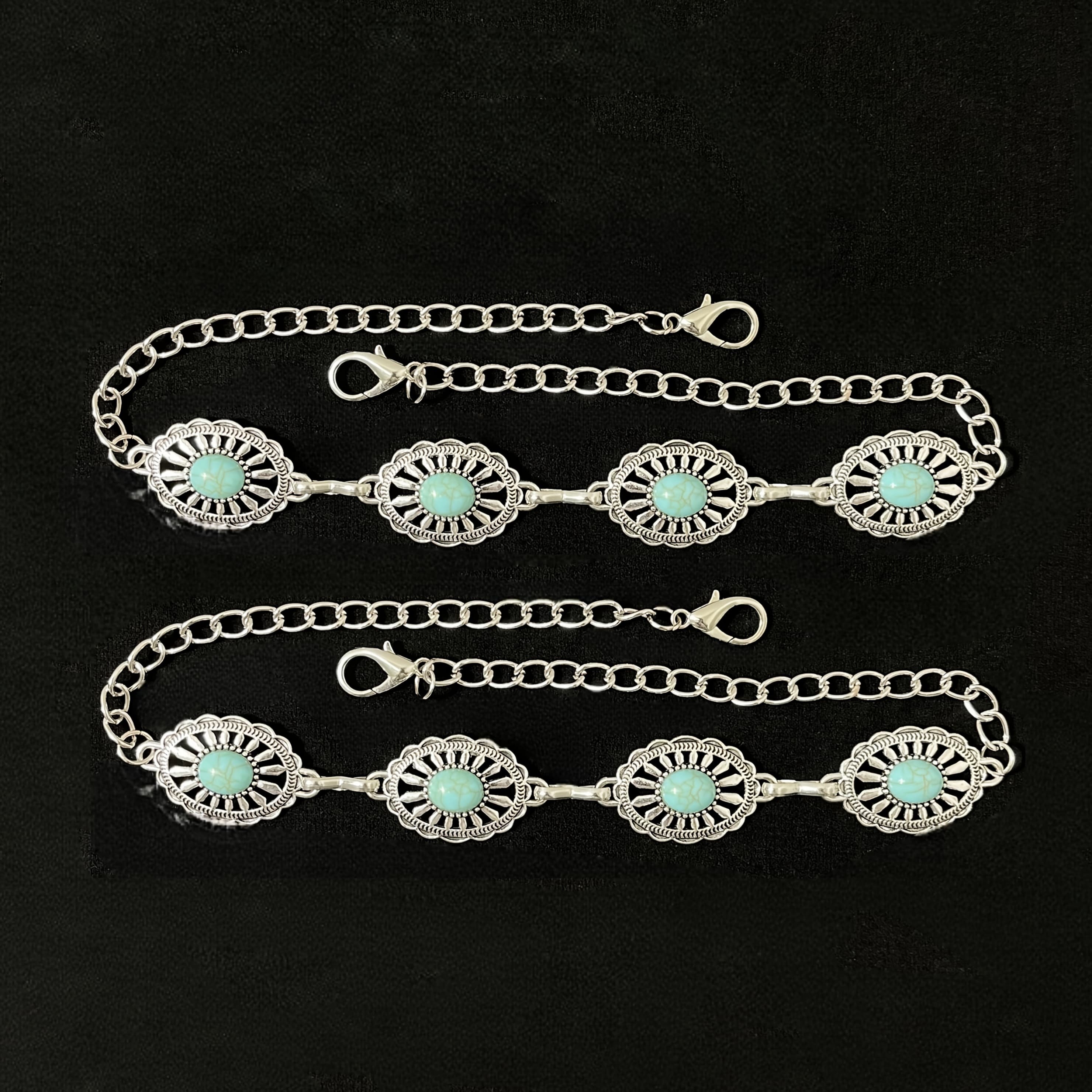 TEMU 2pcs Bohemian Style Shoe Chains, Simple And Versatile Vintage , Turquoise, Suitable For Festive Gifts