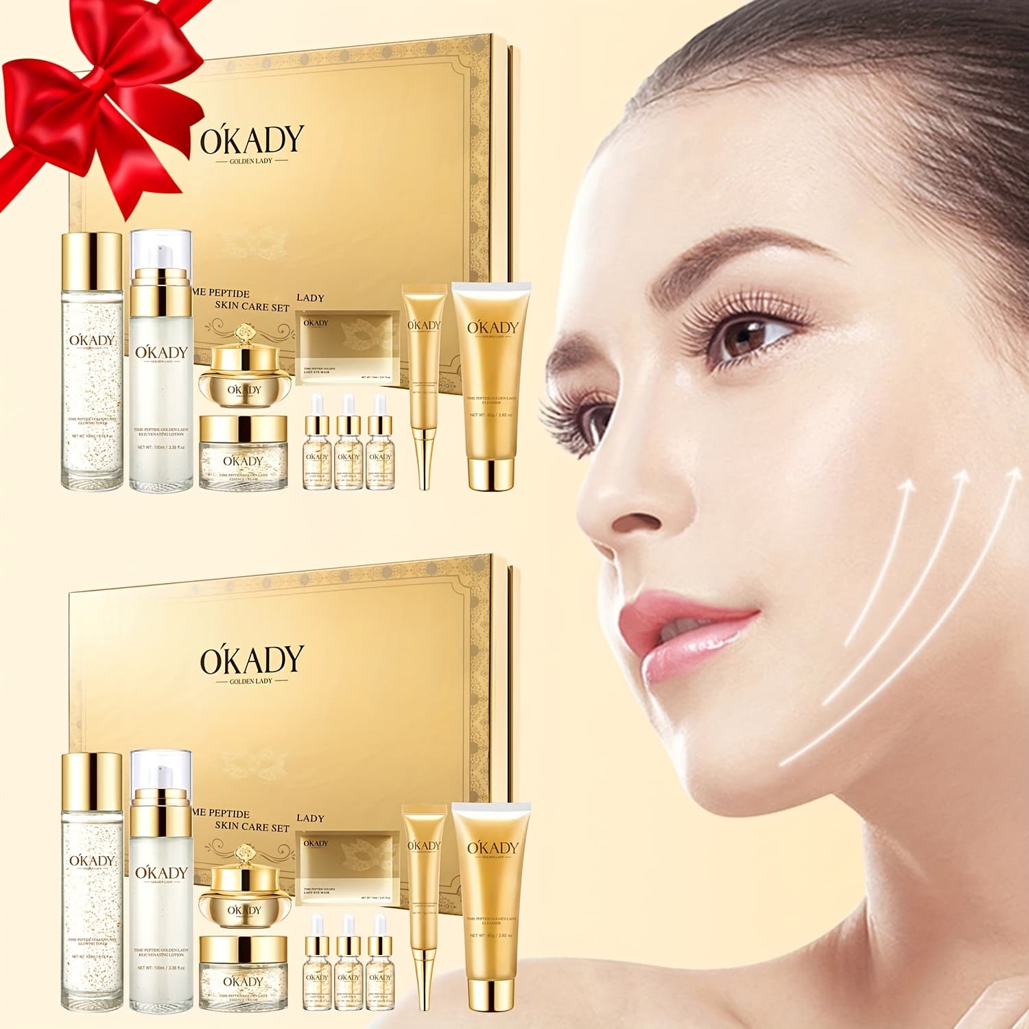 TEMU 20pcs Luxury Golden Skincare Set - & Hydrating Firming Gel Suitable For Skin Types ( Dry, Oily, Combination) - Moisturizing Care, 20-product - Ideal For &, Holiday Gift