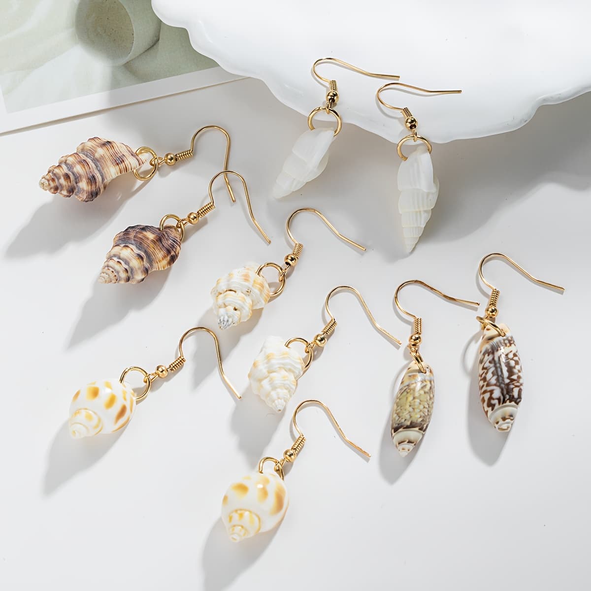 TEMU A Set Of 5 -inspired Shell Pendant Earrings Suitable For Vacation Parties And Everyday Wear