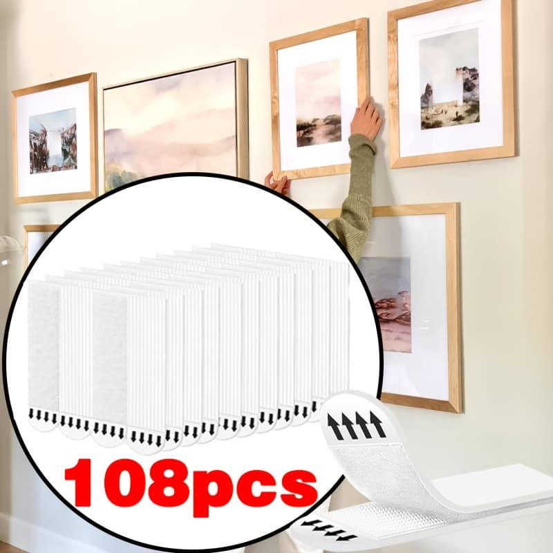 TEMU 108pcs No-drill Hanging Strips | Suitable For Photos, Frames, Shelves | Double-sided Removable Hooks With Waterproof Adhesive, , Ideal For Renters And Christmas Decorations, Utility Hooks