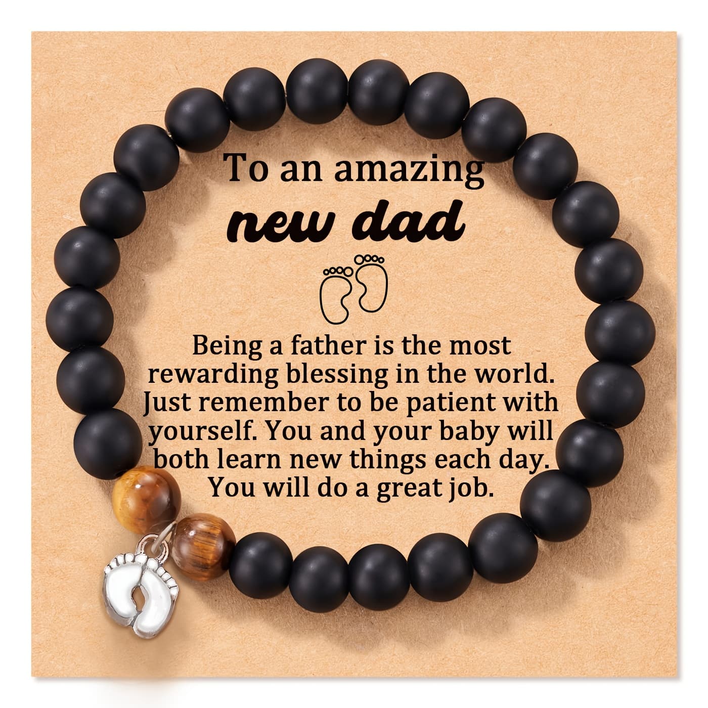 TEMU New Dad Gift Bracelet For New Dad Gift Father's Day Gift Bracelet Zebra Bracelet With Card