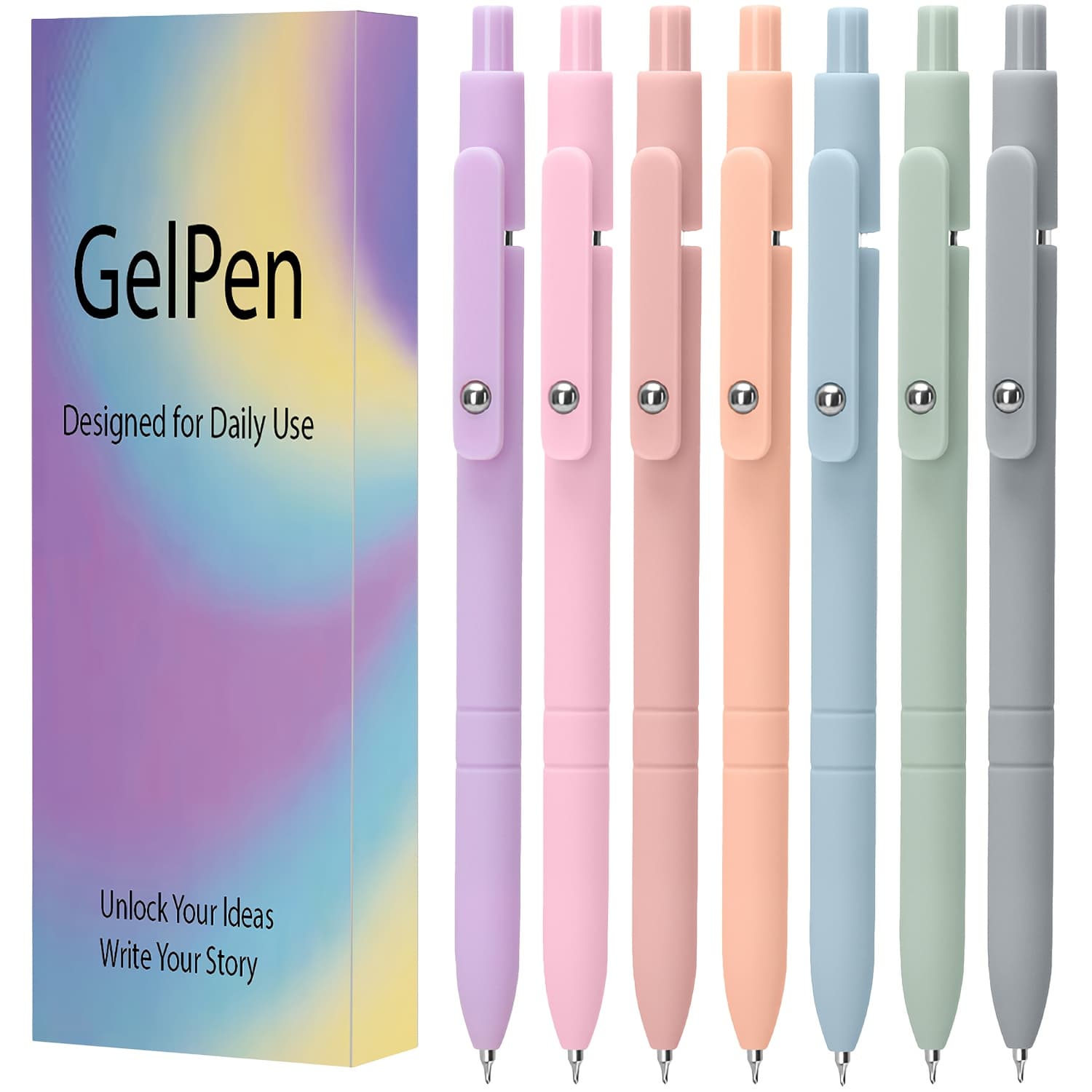TEMU Gel Pens, 7pcs Black Ink Pens 0.5mm Medium Point Morandi | Quick Dry No Smudge, Smooth Writing, Retractable Cute Aesthetic Pens For Journaling Note Taking School Office Supplies