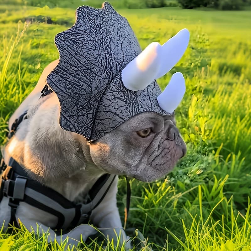TEMU Dog's Halloween Costume Hat - Fun French Bulldin With Pointed & Big Eyes, Durable Polyester Photo Props For Parties, Photoshoots & Pet Lovers