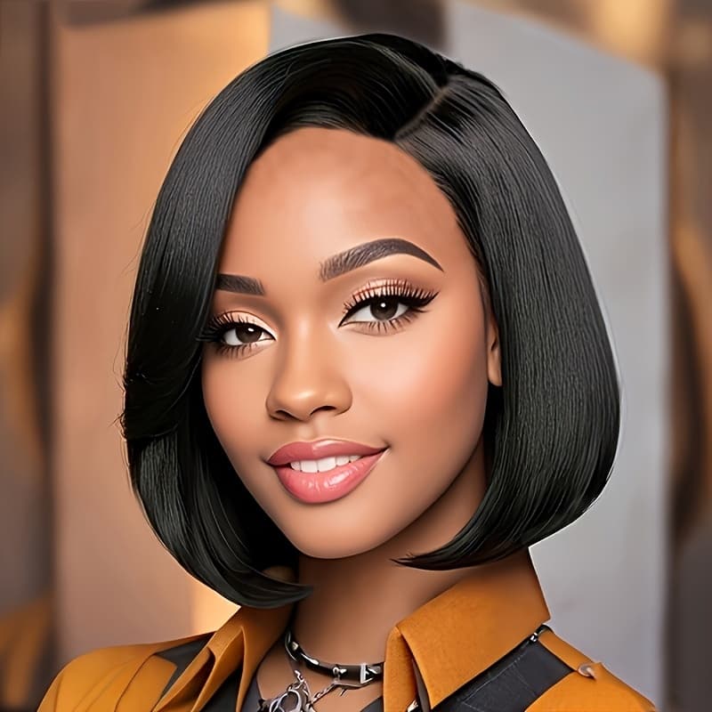 TEMU Short Black Wig Short Bobo Wig Short Hairstyles Short Cut Hair Wig Synthetic Wigs For Women Short Hair Wigs For Halloween, Christmas Party, Music Festival
