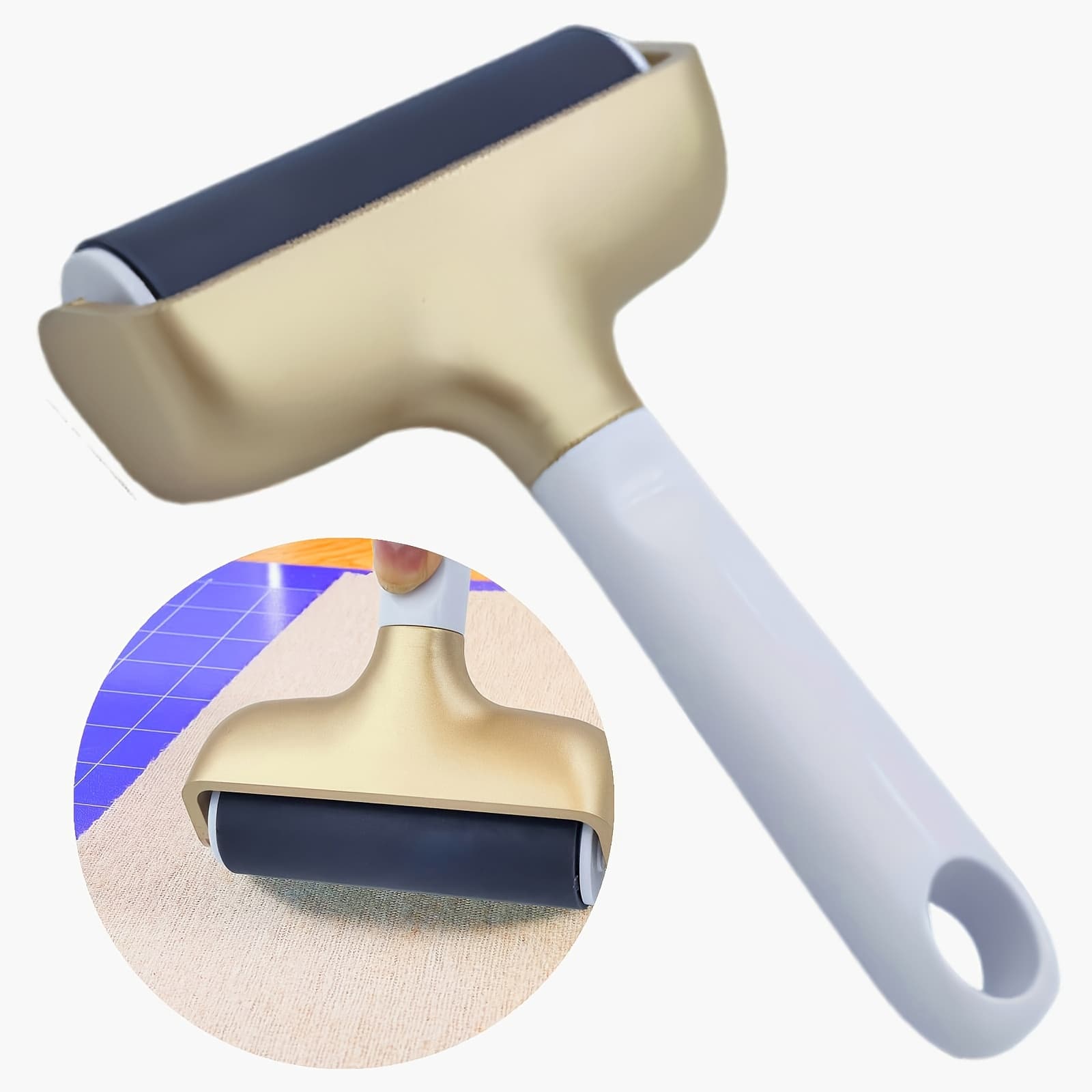 TEMU 1pc Golden Vinyl Rubber Roller, Reusable Applicator Reel, Compatible With Maker//joy /silhouette & Brothercrafts Machines For Paper, Fabric & Heat Transfer Projects
