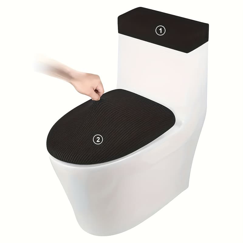 TEMU 2pcs/set Elastic Corn Toilet Seat Cover, Fresh Solid Color Bathroom Cover, Suitable For All Wrapped U-shaped Adapter