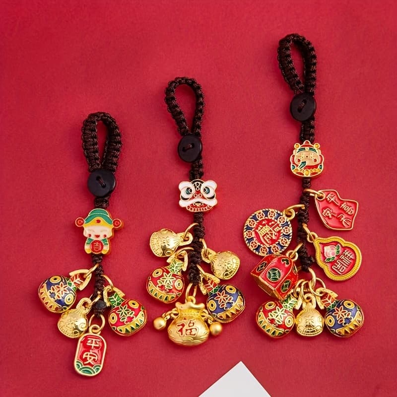 TEMU 3 Shui Pendants, Including Pixiu And God Of Wealth Pendants, Suitable For Car Keychains And Bag Decorations, Authentic Ancient Golden 3 Devouring , Birthday Gift Items