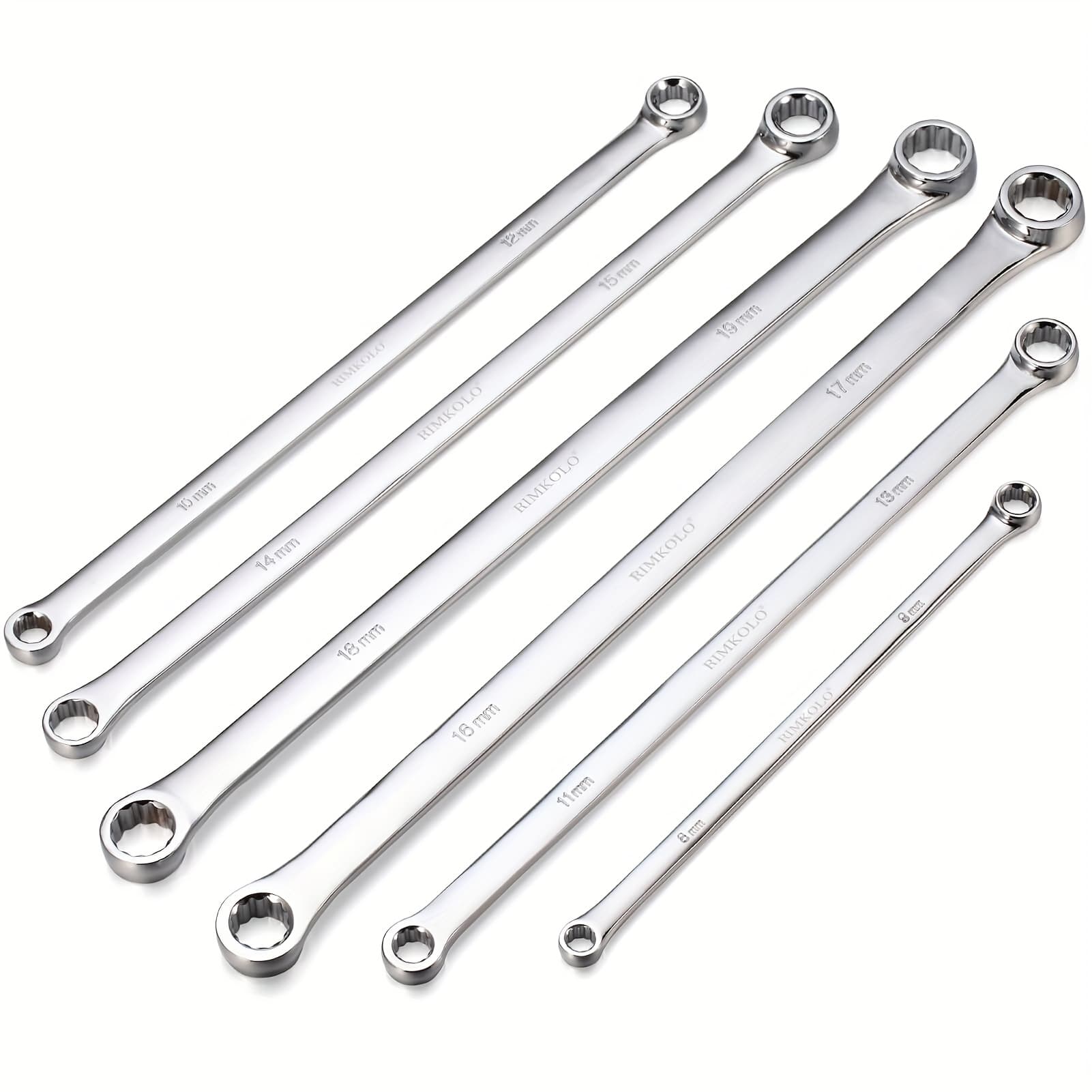 TEMU 6pcs Extra Long End Wrench Set Chrome Vanadium Wrenches Metric 8-19mm