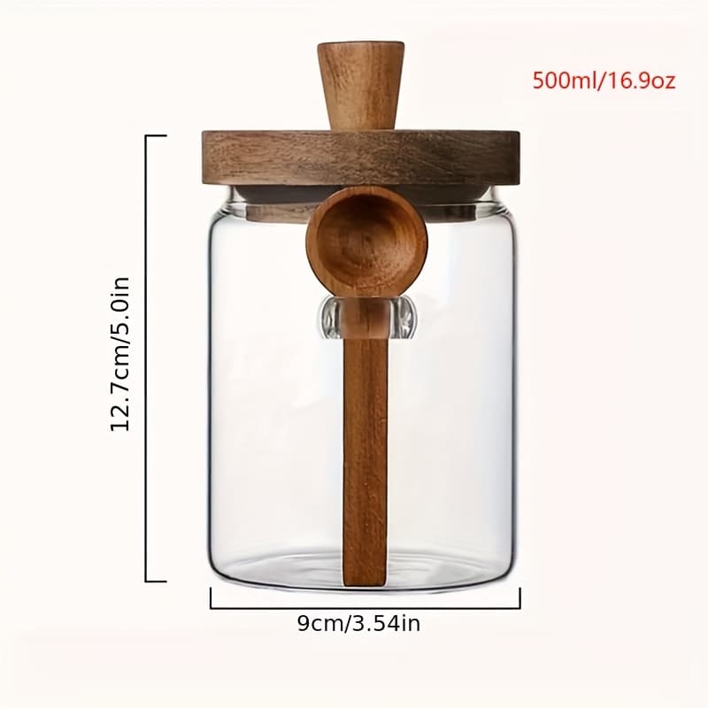 TEMU 1pc Spoon-covered Lid Candy Lid High Borosilicate Transparent Glass Storage Jar Spice Jar Kitchen Storage Small Medium Large Size Optional