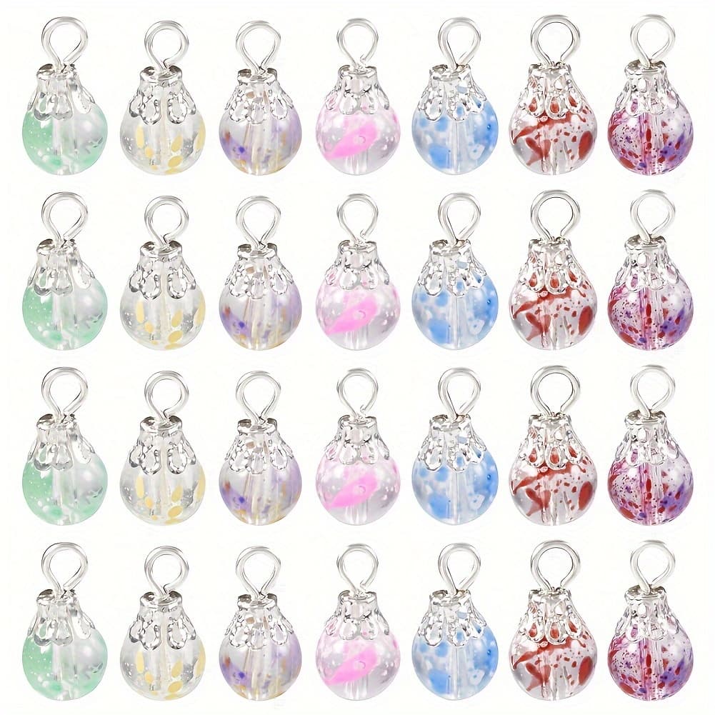 TEMU 70pcs Teardrop Transparent Glass Pendants With Iron Loops For Jewelry Making Findings 15x8mm, Hole: 2mm