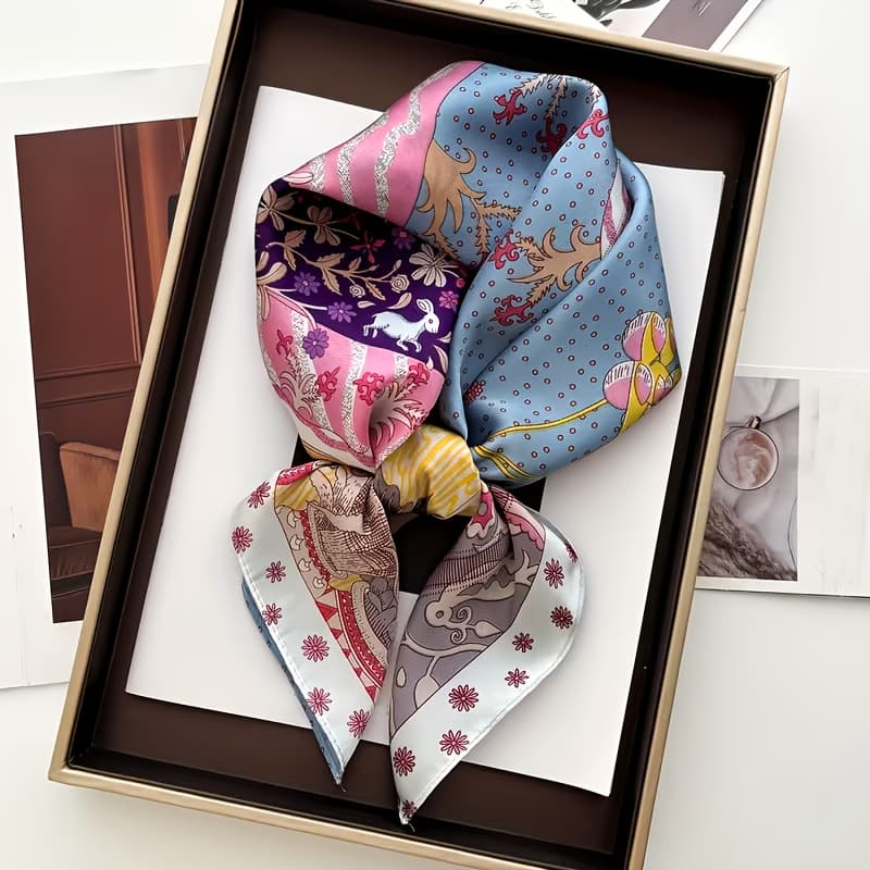 TEMU Fashion Pastel Pattern Square Scarf, Women's Fashion Accessory, Multifunctional Use Headscarf, Shawl, Headband, Use