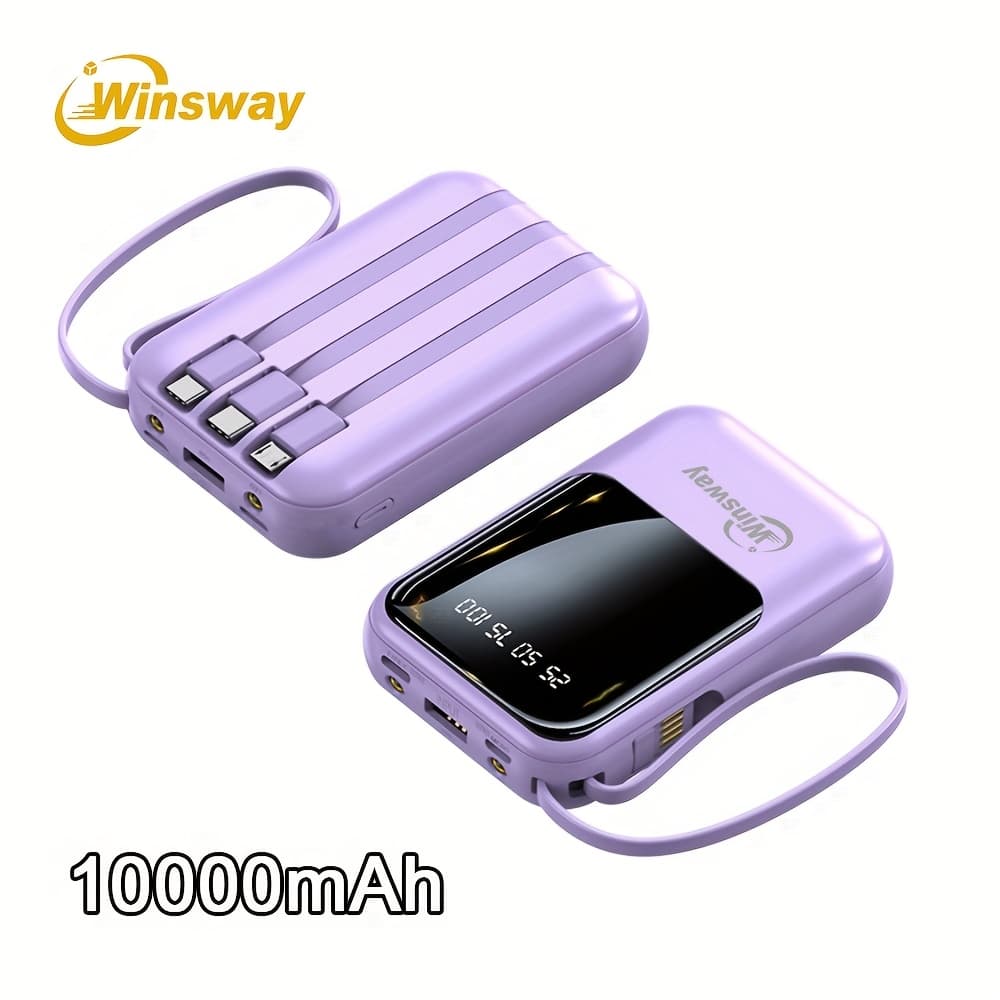 TEMU Winsway 10000 Large Capacity 5v2a Portable Fast Charging Power Bank, Comes With A Hanging Rope And , Led Battery Display Screen, On Board, Suitable For Mobile Phones And Tablets Christmas Gifts