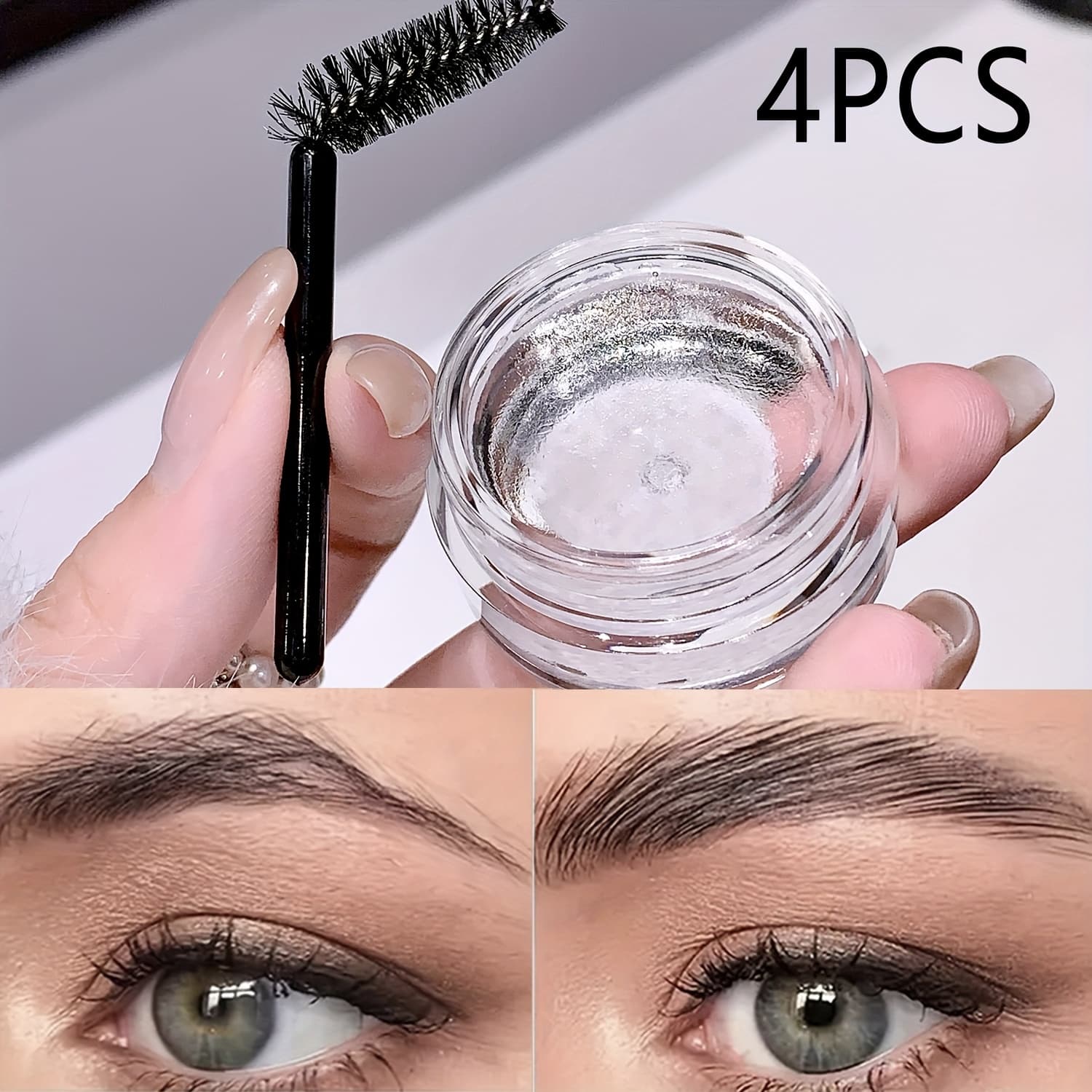 TEMU 4 Pack- Eyebrow Gel-enhance Hairy Flu, Eyebrows Stereotyped, Shaped, Non-sticky, Non-whitening, Sweat-proof And Anti-rubbing, Makeup All Day, Valentine's Day Gift, Happy Day.