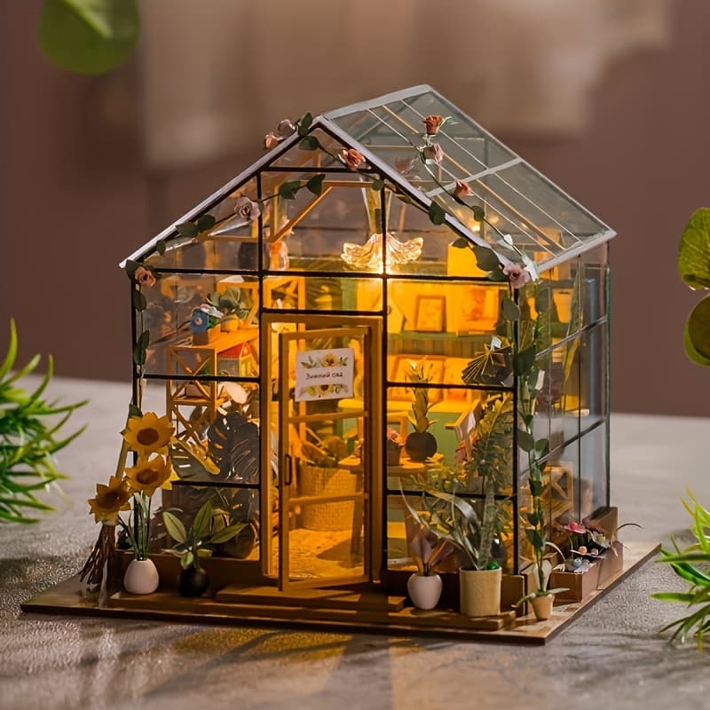 TEMU Handmade Diy Wooden Assembly Model, House Mini House Set With Furniture And Home Decorations, A Creative Gift For Birthday And Valentine's Day.