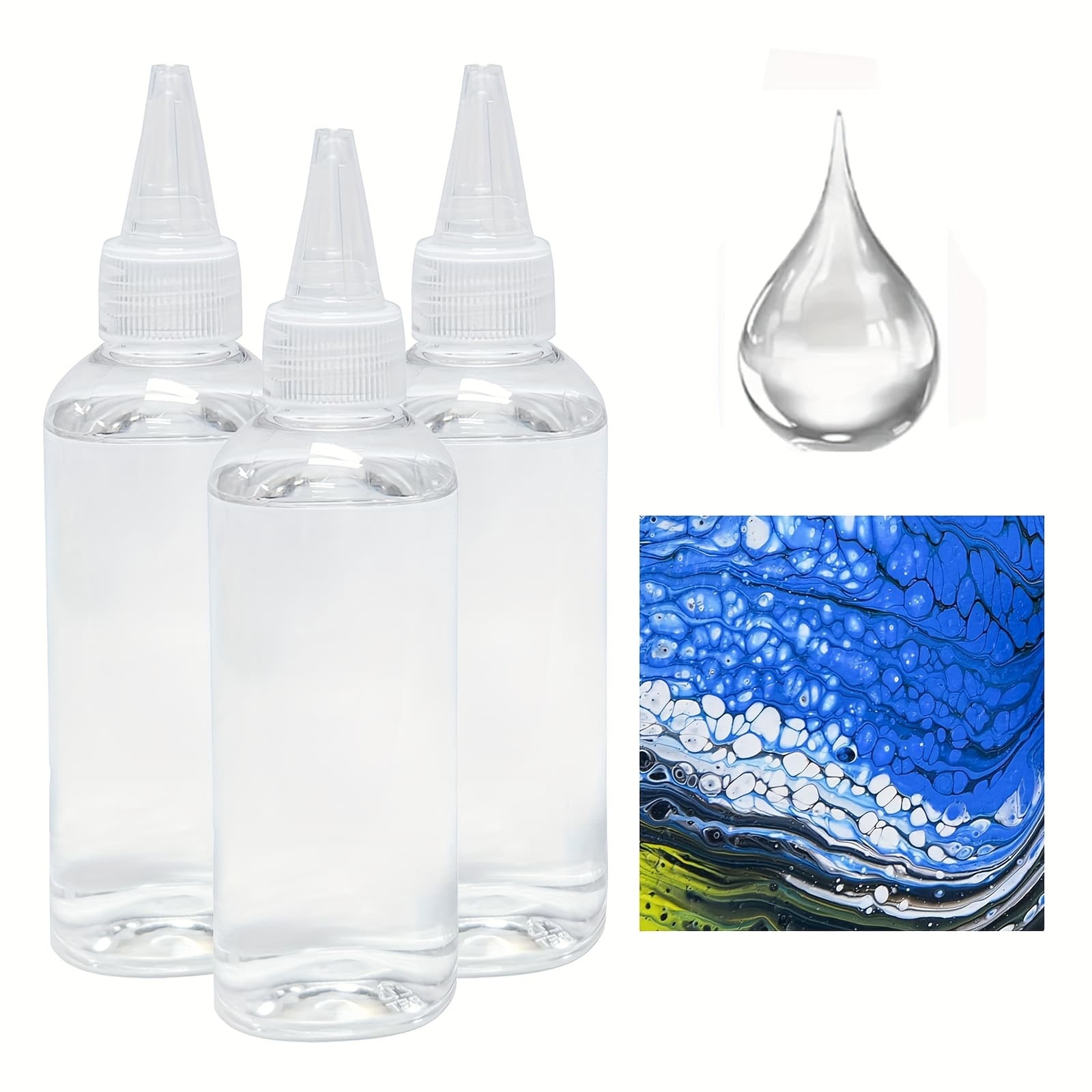 TEMU 3pcs Pouring Art Paint Oil For Fluid Professional Art Use 100ml/3.38oz Oil Medium Compatible With All Painting Acrylic Or Watercolor Crafts Art Acrylic Non Toxic Pouring Paint Oils