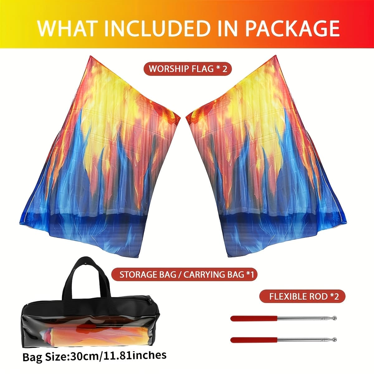 TEMU 2pcs/set New Belly Dance Costume Props Feather Shawl Gradient Color Praise Flag Stage Church Dance Banner With Backpack 160x110cm, Without Battery