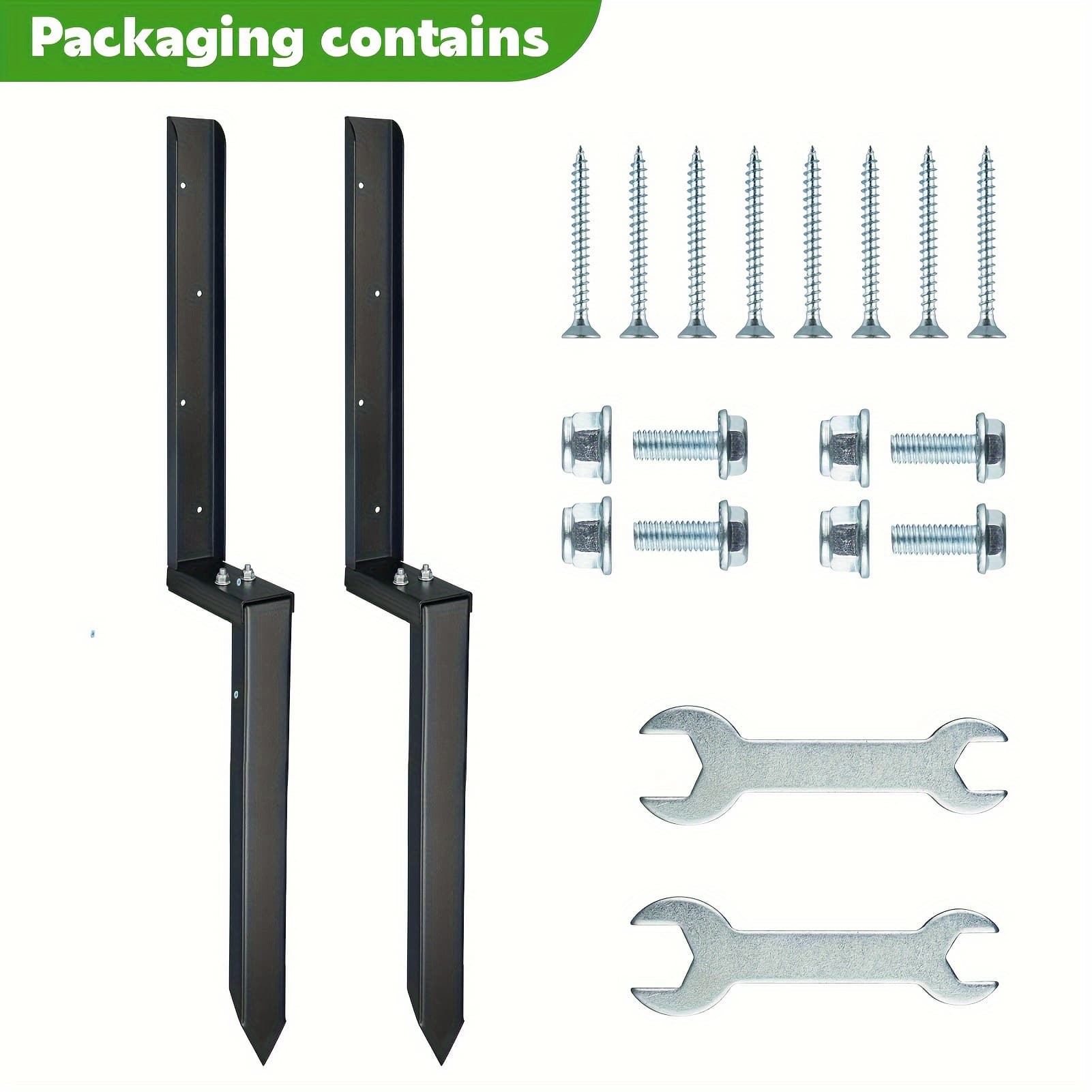 TEMU Heavy Duty Steel Fence Post Repair Kit, 32 Inch Long Fence Post Anchor Ground Stakes For Repair Tilted/broken Wood Fence Post