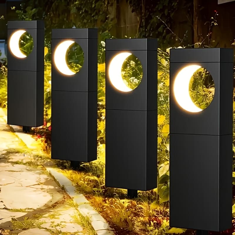 TEMU 2/4/6 Pack Solar Pathway Lights Outdoor, Bright Pathway Outdoor, , Moon Shape Landscape, Led Solar Powered Garden Lights, Auto Ipx5 For Yard Walkway Driveway Landscape Lighting, Gifts For Mom